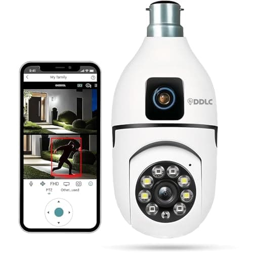 DDLC 4MP/8MP Dual Lens WiFi CCTV Camera for Home Indoor | 360° Pan Tilt | Night Vision | Motion Detection | Two Way Audio | Wireless Security Camera with Mobile App V380 Pro (Dual Lens Light Camera)