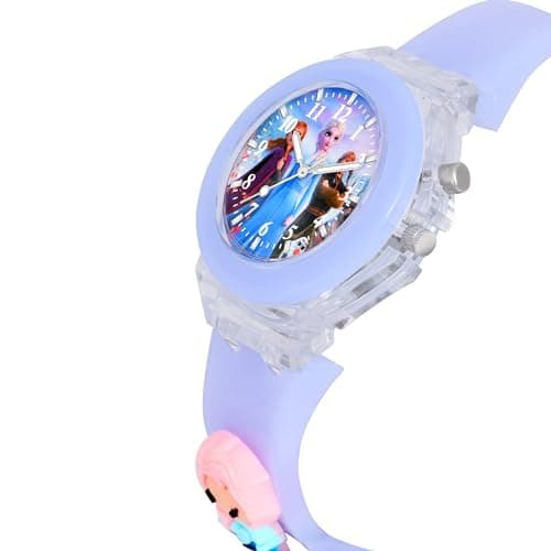 GOLDENIZE FASHION Analog Multicolour Glowing Disco Light Dial Watch for Boys & Girls 3D Cute Cartoon Analog Watch for Girls-Boys Kids Combo of 2 (Lavender) 2
