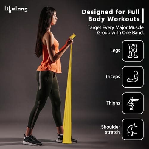 Lifelong Natural Rubber Resistance Band for Workout | 1.8 KG: Extra Light Resistance | Theraband, Stretching Band for Exercise | Exercise Band for Physio, Yoga, Home Workout | Yellow 5