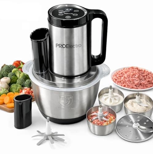 PROELECTRO Electric Chopper For Kitchen Use 800 Watts Powerfull 100% Pure Copper Motor | 7 Attachments With Touch Control | Food Processor, Meat & Vegetable Chopper (3 Liter)