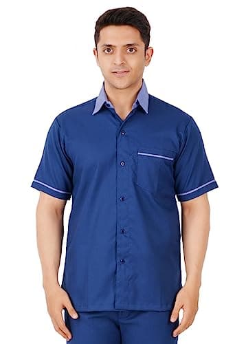 UNIFORM CRAFT Male Nurse Shirt - MNT03 - Ideal for Hospital Male Nurse & Staff (L/42, Indigo)