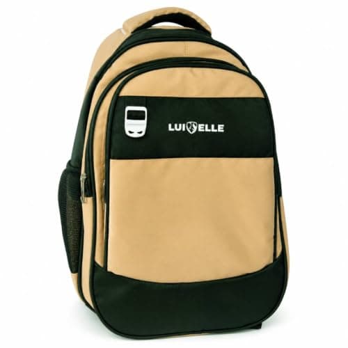 LUI ELLE Unisex Casual Backpack, Polyester, 3 Compartments, Zipper Closure, School, College & Travel Bag with Bottle Pocket, Black