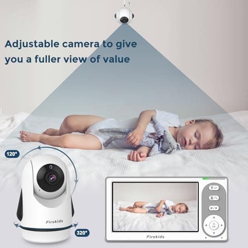 Firskids Baby Monitor - 1000ft Long Range Baby Monitor with Camera and Audio No WiFi, Built in 3500mAh Battery,Auto Night Vision, Temperature, 2-Way Talk, 8 Lullabies, 4.3'' Screen 2