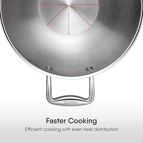 Stahl Artisan Triply 2.0 L, 22 cm Stainless Steel Kadhai with Lid, Kadai for Cooking, Stainless Steel Cookware Triply Kadai, Induction & Gas Stove Compatible 3