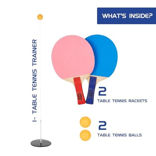 Amazon Brand - Jam & Honey Table Tennis Trainer for Kids & Teens 3+ Years, Indoor Outdoor Portable Ping Pong Practice Set with Paddles & Balls, BIS Certified Child Safe Sports Toy, Birthday Gift 3
