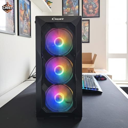 CHIST Budget Gaming PC Full Setup - Core i3 7100, 8GB DDR4 RAM, 256GB SSD, GT 730 4GB Graphic Card, 22 inch Monitor, Gaming Keyboard Mouse, WiFi Bluetooth 3