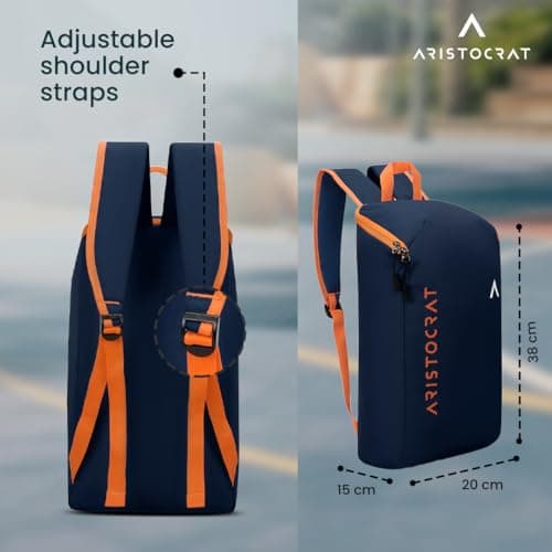 Aristocrat Berry 11L Casual Daypack with Adjustable Shoulder Straps, Lightweight, Durable Premium Polyester Backpack, Single Compartment & Reverse Zipper, For Men & Women, Navy 4