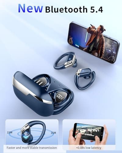 Ear buds Wireless Earbuds, Bluetooth 5.4 headphones Sport 2025 Noise Cancelling, Running Headphones 48 Hrs, Over Ear Earbuds with Ear Hooks, Bluetooth Earphones with Mic/IP7 Waterproof for Android iOS 2