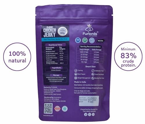 Furlords Chicken Jerky Dog Treats 60g – High Protein Natural Dog Snacks | Vet Approved, Soft Chewy Training Treats, Healthy Ready to Eat Dog Food Supplement 2