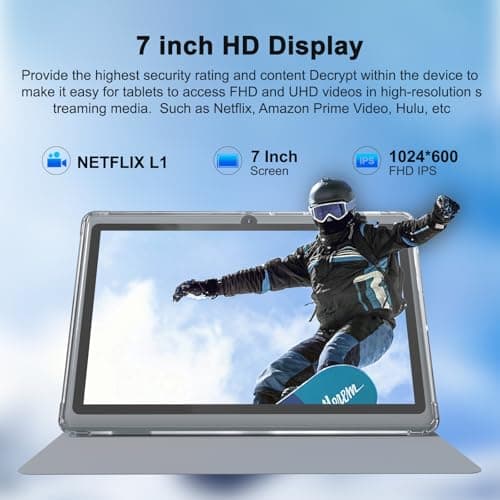 ZZB 7" Tablet, Android 15, 8GB RAM (5GB Expandable), 32GB ROM Tablets, Support 1TB MicroSD, Widevine L1, Dual Camera, 5G WiFi-6 Android Tablet with Case, 7 Inch Tablets + 4