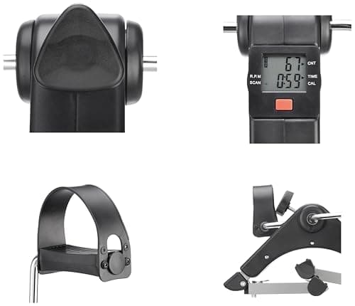 Amazon Basics Mini Bike Digital Pedal Exerciser | Mini Cycle for Home Workout with Fixing Strap, Adjustable Resistance & LCD Display | Versatile Workout Equipment |Black 3