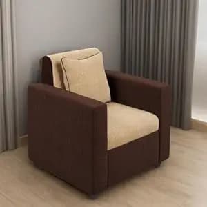 1 Seater Fabric Sofa Set for Living Room Furniture | Fabric 1 Seater Sofa Set | Sofa for Home & Office | Fabric Color:- Brown & Cream