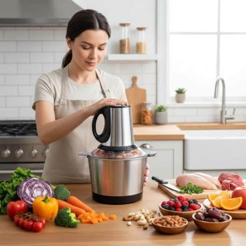SWARIVON Electric Chopper for Kitchen 2L Stainless Steel Bowl Heavy Duty Meat Grinder & Food Processor Vegetable Chopper, Onion Garlic Cutter, Mincer, Blender 4 Stainless Steel Blades 3