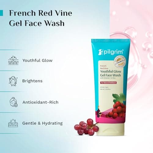 Pilgrim French Red Vine Face Wash with Vitamin C & goodness of Aloe for Anti Ageing & Dark Spots |Face wash for dry skin | Face cleanser for dry skin | Men and Women|100ml 3