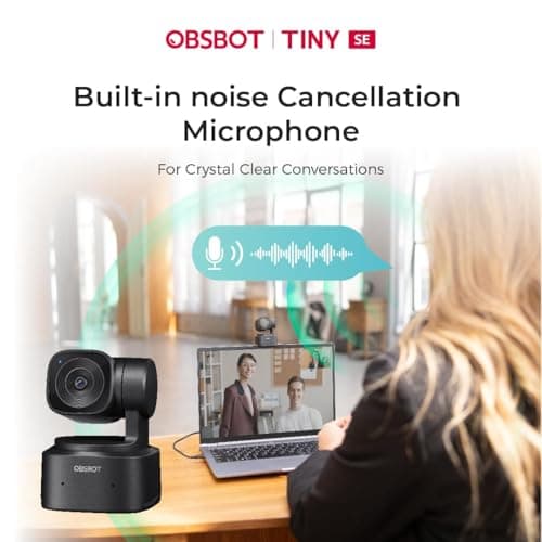 OBSBOT Tiny SE AI-Powered PTZ Webcam, FHD 1080p@100FPS | 1/2.8″ Sensor, AI Auto Tracking, Gesture Control, 4X Zoom, Staggered HDR, Noise-Cancelling Mic | Webcam for Streaming & Video Calls 5