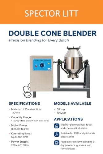 Spector Litt Double Cone Blender – 5 KG Capacity Industrial-Grade Powder Mixing Machine 4