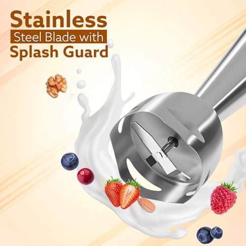 AGARO Regency Hand Blender, 600W, Variable Speed Modes & Speed Regulator, Stainless Steel Body & Blades, For Mixing, Blending. 3