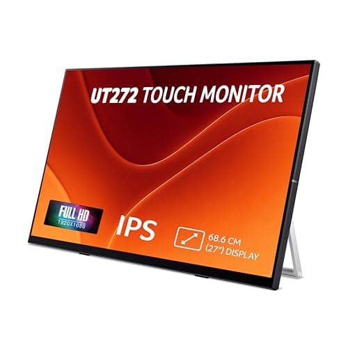 Acer UT272 27 Inch Touch Screen Monitor | Full HD IPS | 10-Point Multi-Touch | 7H Scratch-Resistant Glass | 75Hz AdaptiveSync | HDMI, DisplayPort, USB HUB | Built-in Speakers | Energy Star | Black