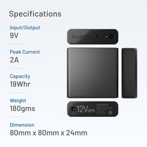 Cuzor Mini UPS for 9V Wi-Fi Router | Power Backup up to 5 Hours | WiFi Router ups Upto 2A | 1 Year Warranty 5