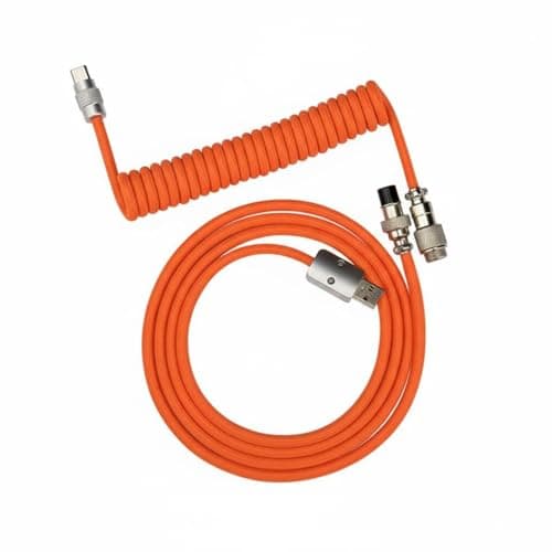 SNAPPSY High Speed Data Transfer Aviator Keyboard Cable Coiled Keyboard Cable for Gamers, Gaming Setup, Office Desk, Orange, USB Port