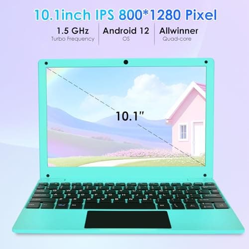 ZHAOHUIXIN Mini 10.1 inch Android 12 Laptop Computer, Portable Small Netbook Computer with Allwinner A133 CPU Android 12 OS 2GB RAM 64GB EMMC HD IPS Screen 1280x800 Pixel 0.3MP Camera (Blue) 3