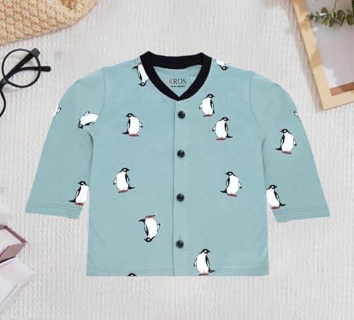 3BROS Cotton Bodysuit/Dress for Boys/Girls Full Pajama & Casual Full Sleeves Night Pajama Set Top Combo Kid's Set (Light Green) (18-24 Months) Pack of 1 2