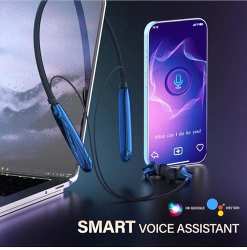 GSM INDIA Wireless Sports Neckband, 45 Hrs. Non-Stop Playback, Bluetooth 5.0 with Mic, Deep Bass, Clear Calls, Snug-Fit, Fast Charging, Magnetic Buds, Voice Assistant 5