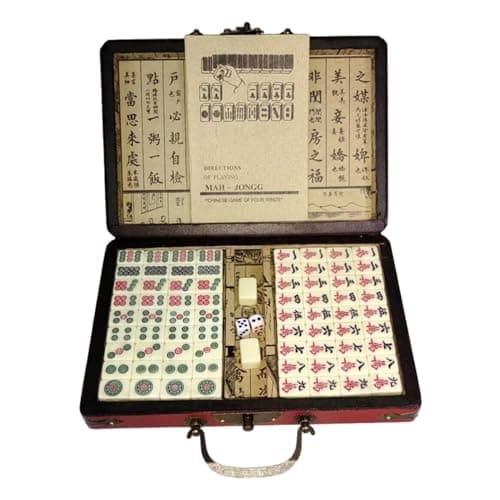 UJEAVETTE Chinese Mahjong Game Set Travel Mini Mahjong for Home Family Gathering Party 22.5cmx16cmx4.5cm 2