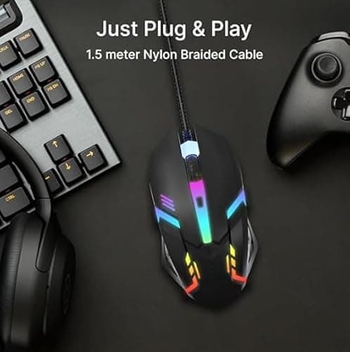 Adefex Wired Keyboard with Wired Gaming Mouse 1200 DPI | Non-Slip Mouse Pad & 4-Port USB 3.0 Hub in LED Glowing | OTG - for PC, Laptop, Gaming, Mobile 3