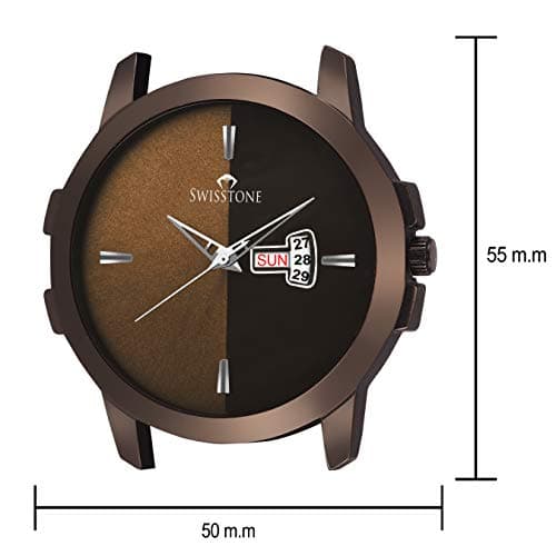 SWISSTONE Analog Men's Leather Watch (Brown Dial Brown Colored Strap) 4