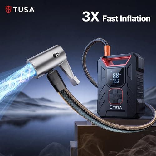 TUSA Storm Pro 10X Fastest Tyre Inflator, Inflates Tyre in 2.5 Minutes (0-33 PSI), 2 in 1 Corded & Cordless Portable Air Compressor with 150 PSI Digital Display for Cars, Bikes (1 Year Warranty) 3
