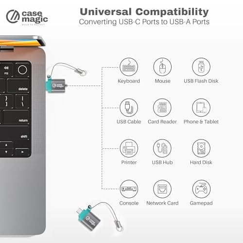 case-magic USB A 3.0 Female to USB C OTG Adapter Converter| 15W Fast Charging, 5Gbps Data Speed, Aluminum Shell Connector for Smartphones, Laptops, Tablets, Chargers, MacBook & All Type C Devices 5