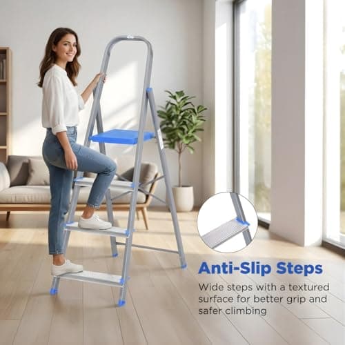 Nilkamal Rise 5 Step Heavy Duty Steel Ladder with Aluminium Steps | for Home Use | Climb Easy Anti-Slip Steps | Secure Safety Clutch Lock | 150 kg Capacity | 1 Year Warranty 5