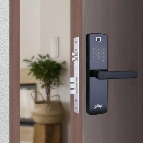 Godrej Smart Lock I Catus Connect I Digital Lock for Wooden Door |5 in 1 Access IWiFi I Fingerprint I RFID Card I PIN Access I Mechanical KeyI 3 Dead Bolts I Black I 3 Yrs Warranty