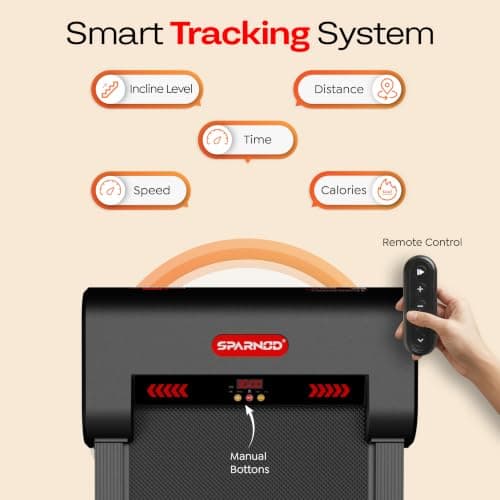 Sparnod Fitness STH-3009 Auto Incline Walking Pad Treadmill for Home Use, 2.5 HP Motor, Speed Range 1-6 km/h, 13% Auto Incline, Remote Control, Shock Absorption System, Max User Weight 120 Kg 3