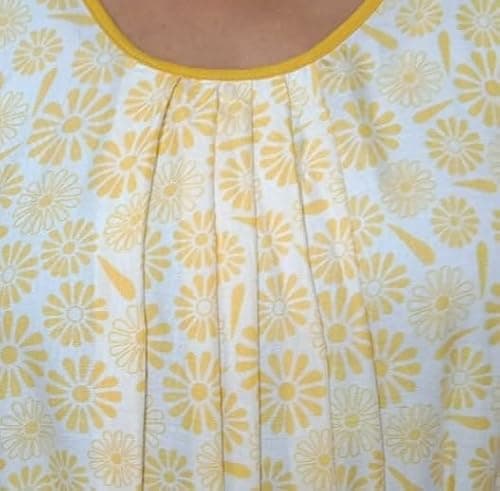 Manvicare Plus Size Soft Rayon Fabric Sleeveless Nighty for Women, Girls - White with Yellow Floral Print (Yellow, 6XL) 3