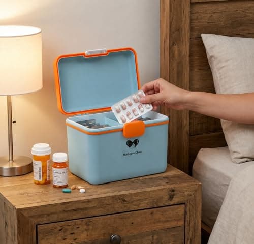HomeCloud Plastic First Aid Box with Tight Lock Mechanism & Convenient Handle | Multi-Purpose Medicine Storage Organizer for Medicines, Bandages, Ointments & Medical Tools (Dark Blue) 5