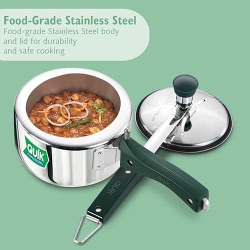 Hawkins Quik 1.5 Litre Stainless Steel Pressure Cooker | Straight Body | Induction & Gas Compatible | Ideal for 1–2 persons | ISI Certified | Guaranteed for 5 year | Silver (QSP15) 3