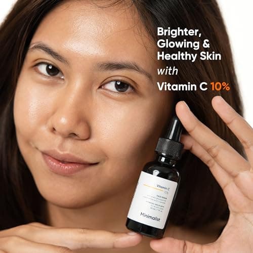 Minimalist 10% Advanced Vitamin C Serum for Glowing Skin | Brightening & Dark Spot Treatment | Treats Uneven Skin Tone, Dullness & UV Damage | Daily Face Serum (Stable Vitamin C) | 30ml 2