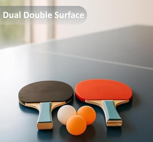 Table Tennis Playset with 2 Ping Pong Rackets & 3 ABS Balls | Beginner TT Bat Set for Practice & Recreation | Lightweight, Durable & Ergonomic Design | Ideal for Home, School & Outdoor Play 2