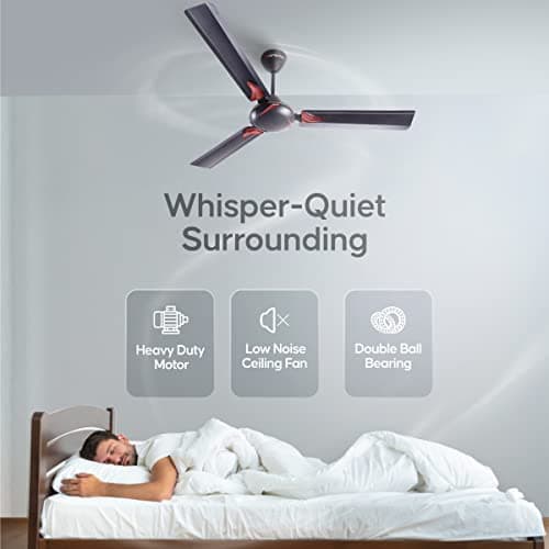 LONGWAY Creta P1 1200 mm/48 inch Ultra High Speed 3 Blade Anti-Dust Decorative Star Rated Ceiling Fan (Smoked Brown, Pack of 1) 5