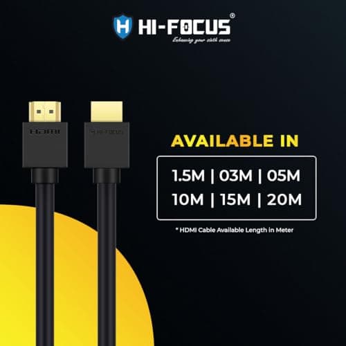 HIFOCUS HDMI 10Meter Cable High Speed Pro Premium Hdmi 4K Cable Upto 10.2Gbps At 60Hz, Black (Compatible with Projector, home theatre, Television, set top box, Black, One Cable) 5