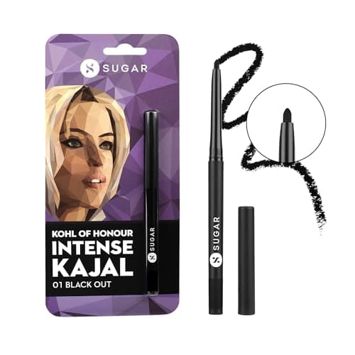 SUGAR Cosmetics Kohl Of Honour Intense Kajal Pencil for Women | Smudge Proof & Waterproof | Ophthalmologist Tested | Deep Pigmented in One Stroke | 12Hr Wear - 01 Black Out