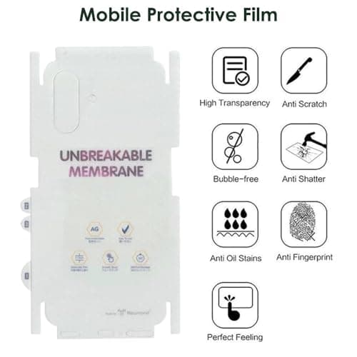 JGD PRODUCTS Matte Finish Full Body Cover Back Protector Compatible with iPhone 16 Plus | Unbreakable Membrane Scratch Guard Full Fit Protective, Case Friendly, (Back & Side) (Pack of 1) 2