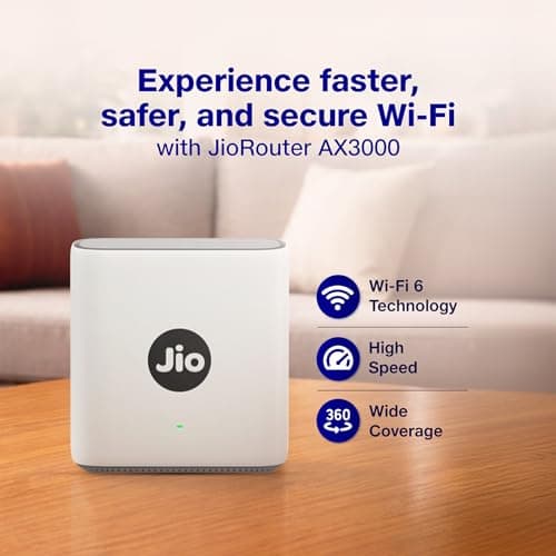 Jio AX3000 WiFi 6 Dual Band Gigabit Mesh Router (2402 Mbps 5GHz + 574 Mbps 2.4GHz) | PPPoE Supported | Covers up to 1500 sq. ft. | 100+ Devices | Low Latency Gaming & 4K Streaming 2