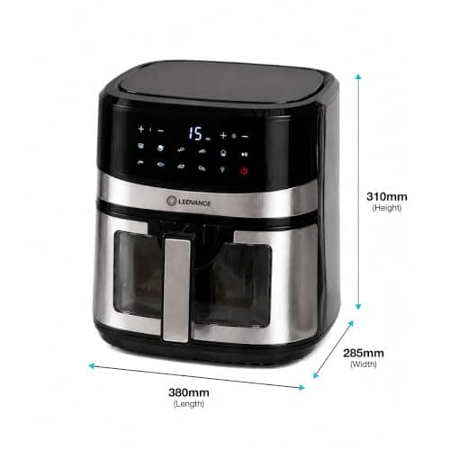 Ledvance Air Fryer | 6.3LCapacity & 1600W | 10 in 1 Functions | Digital & Touch Control Panel | 360°Rapid Air Circulation | 85% Less Oil Usage | Glass View | 9 Pre Heat Settings | 2 Year Warranty 2
