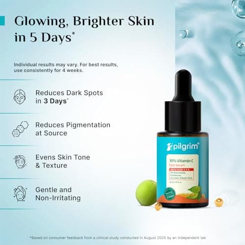 Pilgrim 10% Vitamin C Serum 30ml for Glowing Skin|With 5% Niacinamide, Hyaluronic & Glycolic Acid|Fades Dark Spots, Pigmentation|For All, Oily, Combination, Normal Skin |Beginner Friendly - Men, Women 4