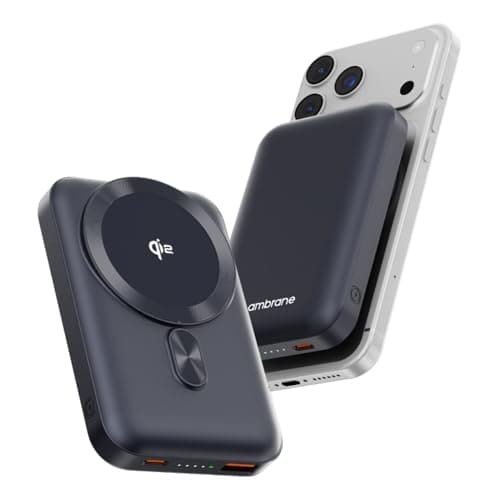 Ambrane [New & Faster] Qi2 & MagSafe Wireless 10000mAh Powerbank, Improved 15W Faster Wireless Charging, 22.5W Wired Output, Qi2 Certified, Fast Charging, 22.5W Output, for iPhone (Snap 2, Blue)