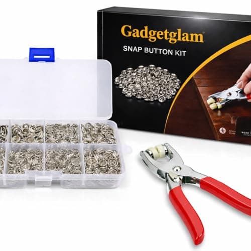 Gadgetglam Premium Snap Buttons Kit – 100 Sets 9.5mm Metal Fasteners in 10 Colors with Hand Pliers Tool, Five-Claw Copper Buckles for Sewing, DIY Crafts, Baby Clothes, Hats, Bibs & Rompers (Silver)