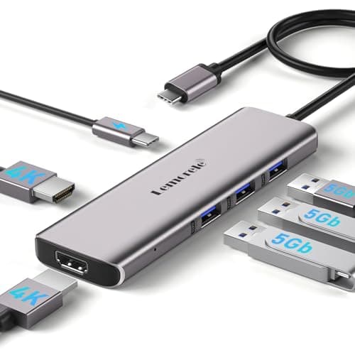 Lemorele USB-C Hub 6-in-1 Dual HDMI Docking Station — Supports Multi-Monitor Display (A+B+C) on Mac OS and Windows, Featuring 4K HDMI Ports, 3 USB 3.0 Ports, and a 100W Charging Port